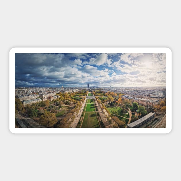 Panoramic view to the Paris city Sticker by psychoshadow